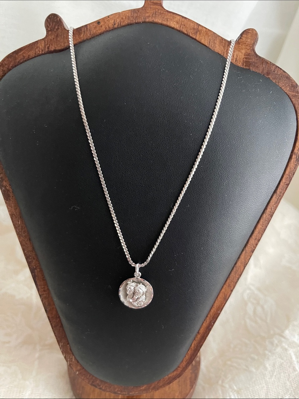 Silver Tone Gemini Pendant and on 16" Chain